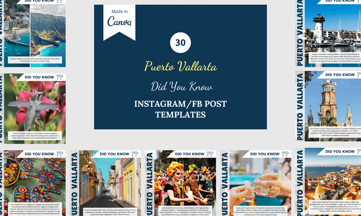 Instagram/FB Templates | Puerto Vallarta | Did You Know | Canva Template