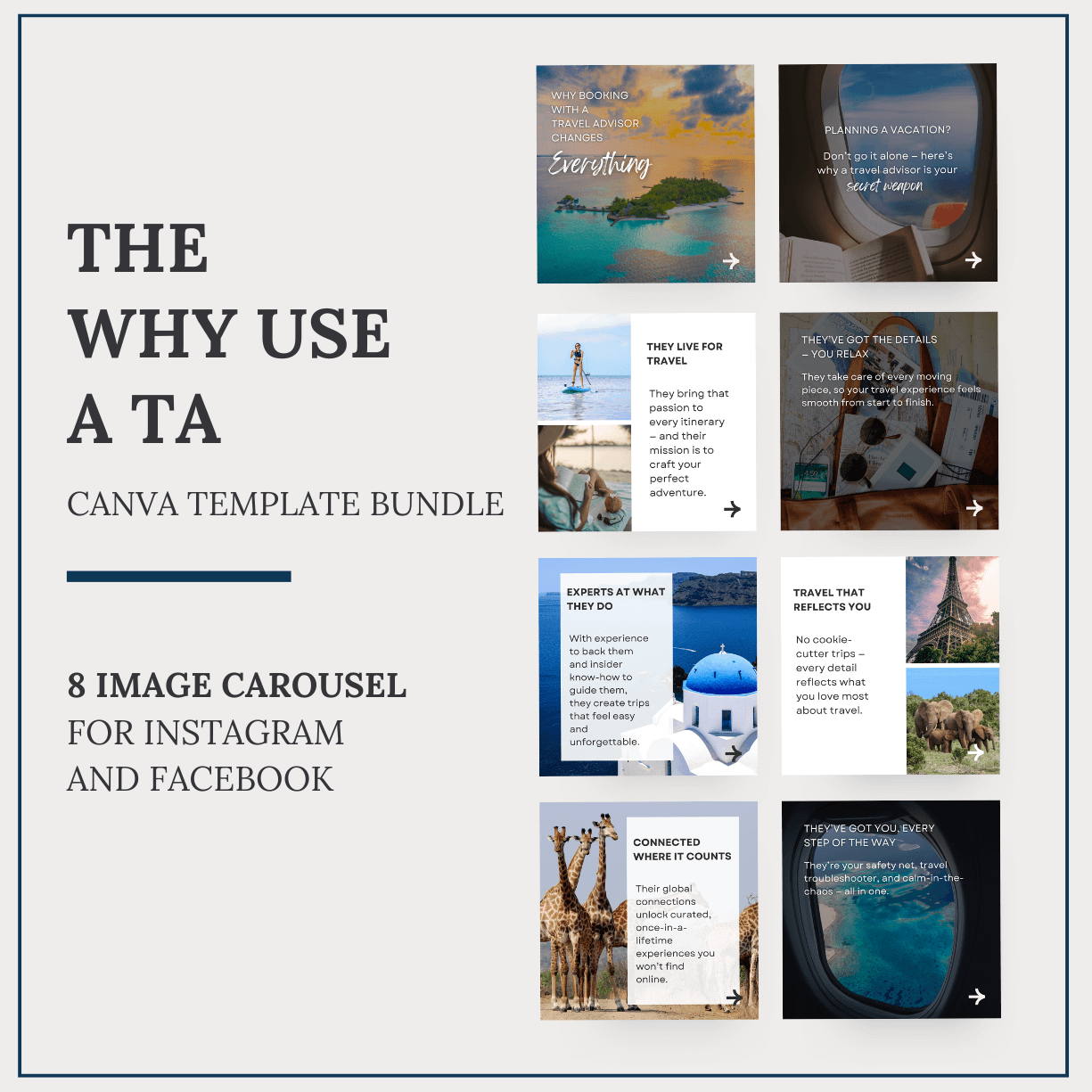 Why Use a TA | Instagram/FB Templates + Carousel | Canva Template Bundle