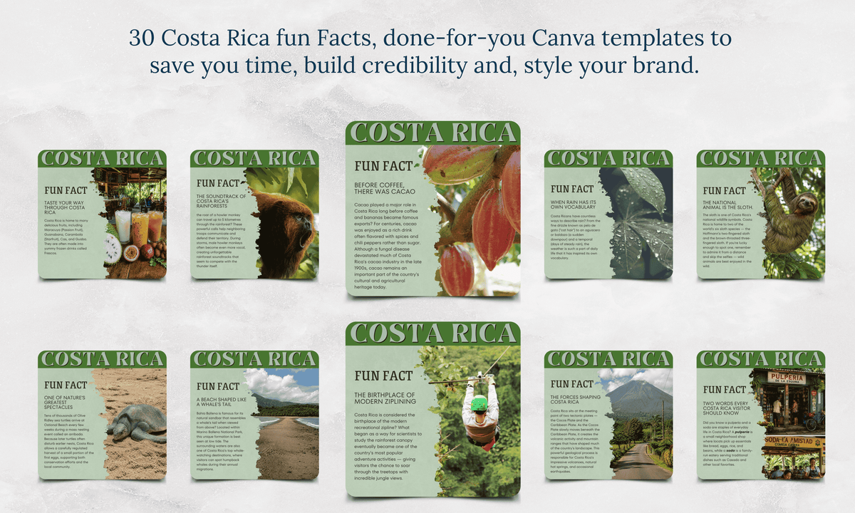 Instagram/FB Templates | Costa Rica - Fun Facts | Canva Template