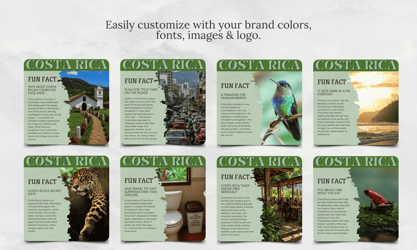 Instagram/FB Templates | Costa Rica - Fun Facts | Canva Template