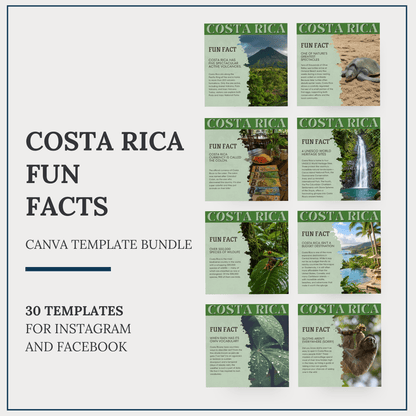 Instagram/FB Templates | Costa Rica - Fun Facts | Canva Template