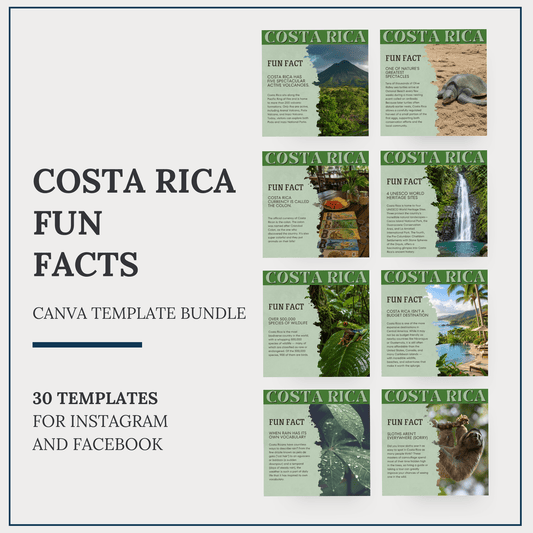 Instagram/FB Templates | Costa Rica - Fun Facts | Canva Template