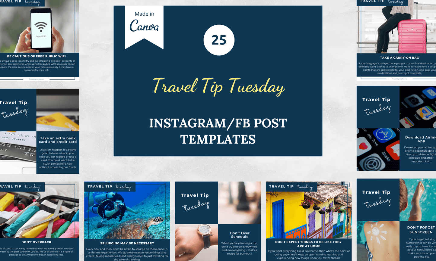 Instagram/FB Templates | Travel Tip Tuesday | Canva Template