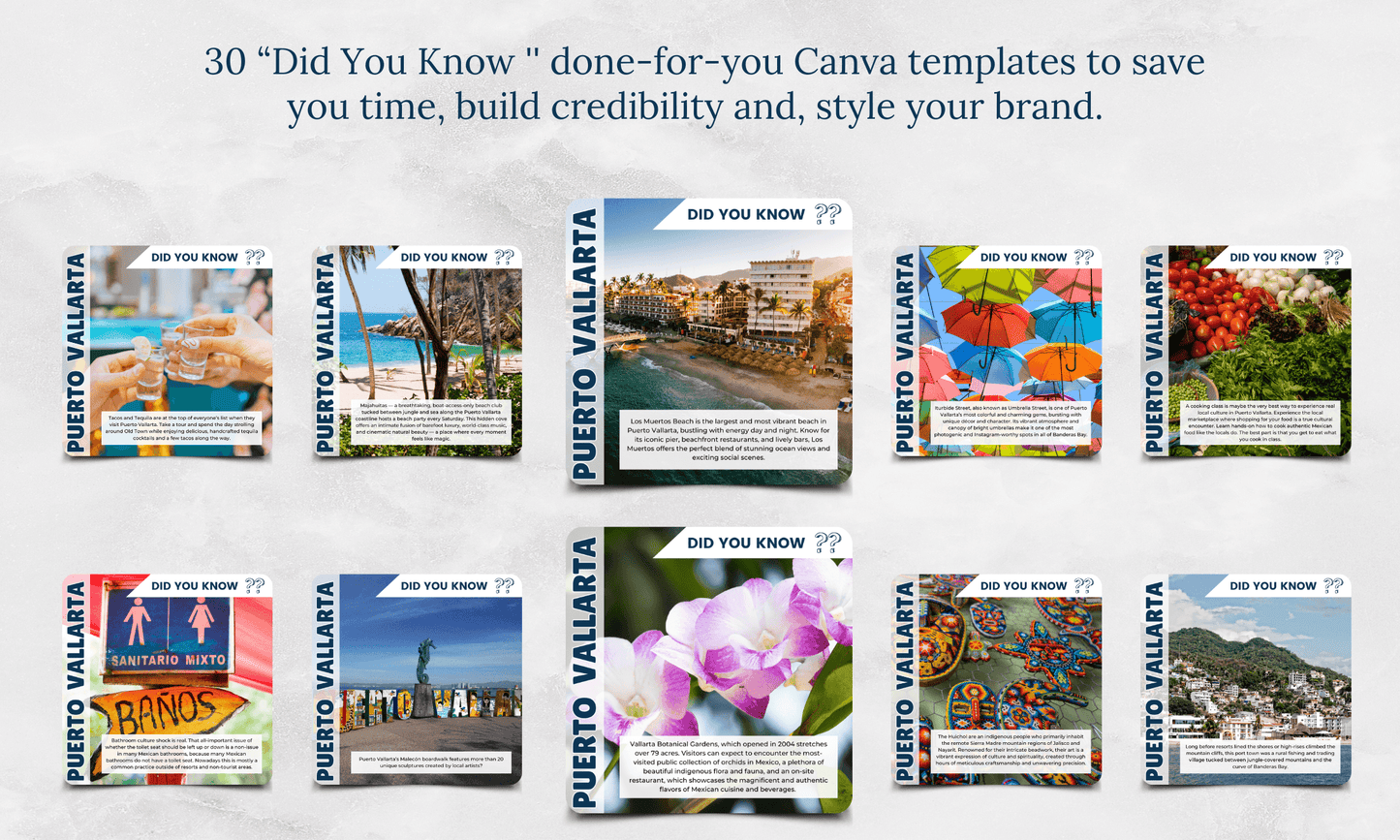 Instagram/FB Templates | Puerto Vallarta | Did You Know | Canva Template
