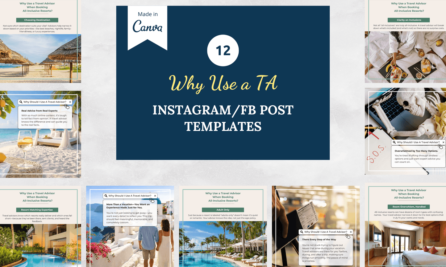 Why Use a TA | Instagram/FB Templates + Carousel | Canva Template Bundle